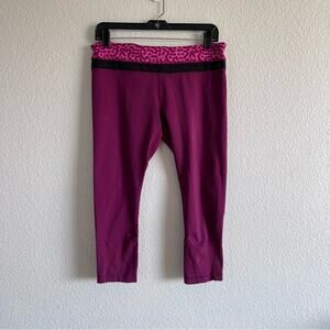 Lululemon Dashing Purple Ace Spot Magenta Run Inspire Crop II Leggings